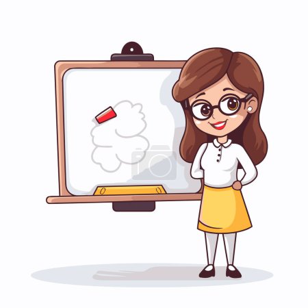Illustration for Teacher or teacher with blackboard. Vector illustration in cartoon style - Royalty Free Image