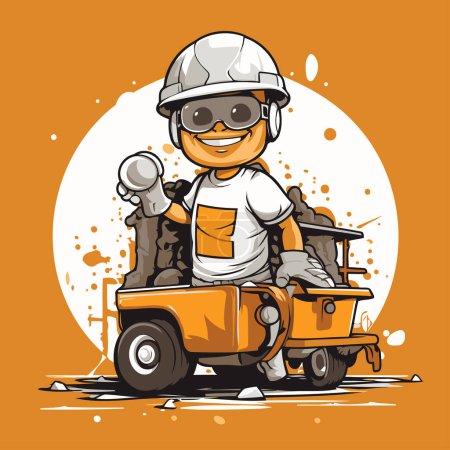 Illustration for Cartoon miner with a shovel in his hand. Vector illustration. - Royalty Free Image