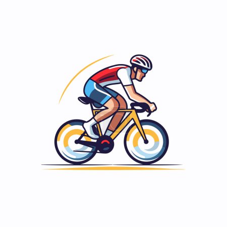 Illustration for Cyclist vector icon. Cyclist riding on road bicycle. Sport and healthy lifestyle concept. - Royalty Free Image