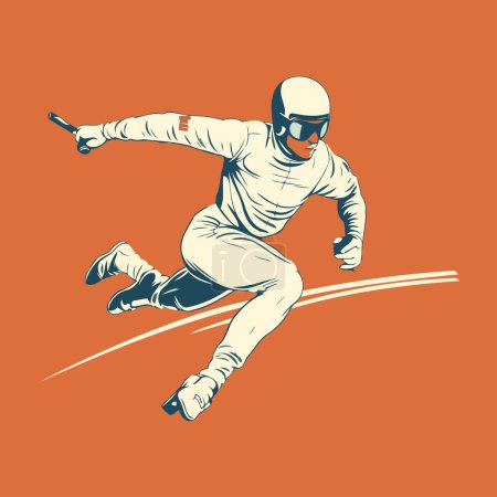 Téléchargez les illustrations : Le saut des snowboarders. illustration vectorielle de sport d'hiver. isolé sur fond orange - en licence libre de droit
