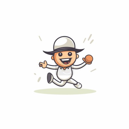 Illustration for Cricket Player Cartoon Mascot Character Design Vector Illustration - Royalty Free Image
