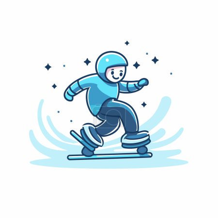 Illustration for Snowboarder. Vector illustration in flat style isolated on white background. - Royalty Free Image
