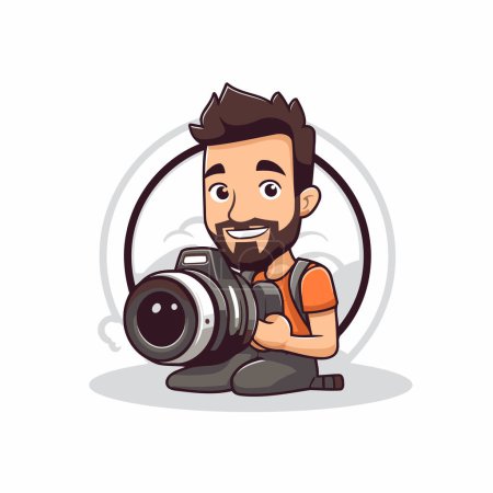 Illustration for Photographer with camera cartoon character. Vector illustration in a flat style - Royalty Free Image
