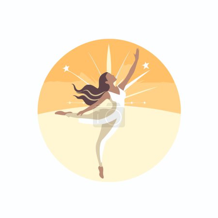 Téléchargez les illustrations : Danseuse de ballet. Illustration vectorielle en style plat sur fond blanc. - en licence libre de droit