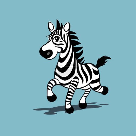 Illustration for Zebra vector illustration. isolated on blue background. cartoon style. - Royalty Free Image