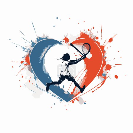 Illustration for Tennis player with racket and ball. vector illustration on white background. - Royalty Free Image