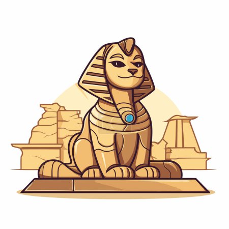 Ilustración de Esfinge egipcia. Ilustración vectorial del faraón egipcio. - Imagen libre de derechos