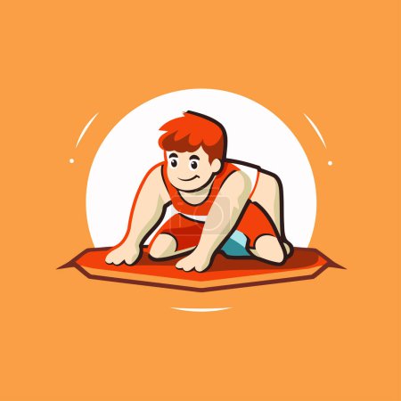 Illustration for Man surfing. Vector illustration of a man surfing on an orange background. - Royalty Free Image