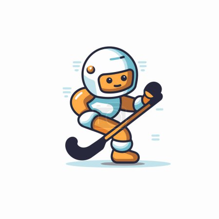 Illustration for Cute cartoon hockey player in helmet and gloves. vector illustration. - Royalty Free Image