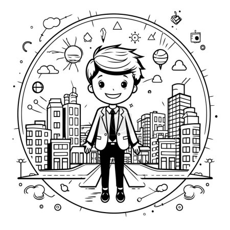 Illustration for Businessman cartoon design. vector illustration eps 10. Black and white. - Royalty Free Image