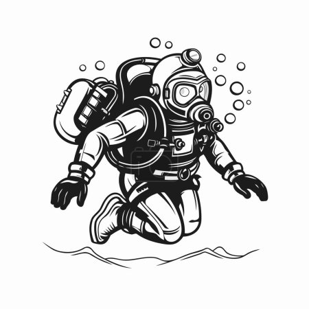 Illustration for Diver in a diving suit with a diving mask. Vector illustration. - Royalty Free Image