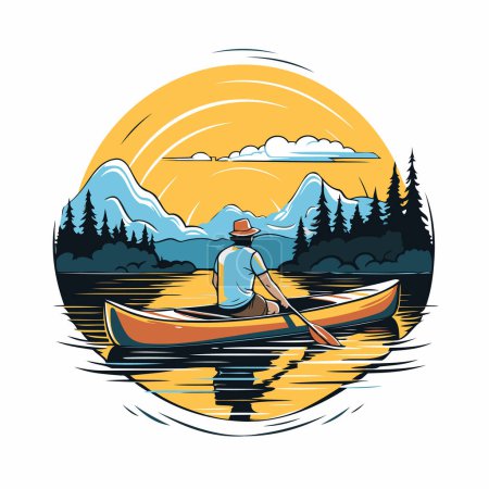 Illustration for Kayak on the lake. Vector illustration in a flat style. - Royalty Free Image