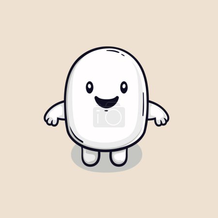 Illustration for Cute White Marshmallow Cartoon Mascot Character Vector Illustration - Royalty Free Image