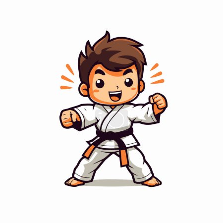 Ilustración de Taekwondo niño caricatura personaje vector Ilustración aislado sobre un fondo blanco. - Imagen libre de derechos