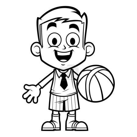Illustration for Boy Basketball Player - A cartoon illustration of a boy basketball player. - Royalty Free Image