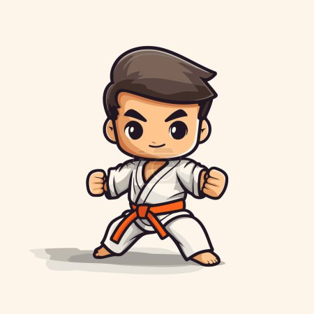 Illustration for Taekwondo boy cartoon character. Vector karate illustration. - Royalty Free Image