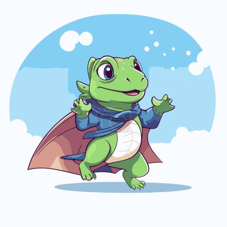 Téléchargez les illustrations : Mignon crocodile de dessin animé. Illustration vectorielle d'une drôle de grenouille. - en licence libre de droit