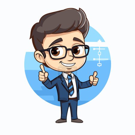 Illustration for Businessman Thumbs Up - Cute Cartoon Character Vector Illustration - Royalty Free Image