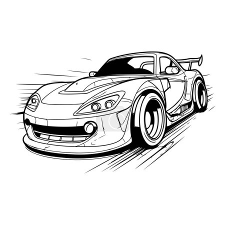 Illustration for Vector illustration of a sports car on a white background. Side view. - Royalty Free Image