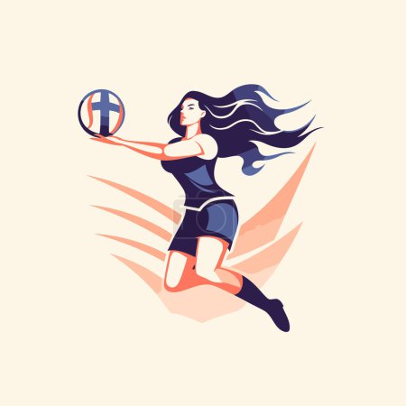 Illustration for Volleyball player vector illustration. Volleyball player with ball. - Royalty Free Image