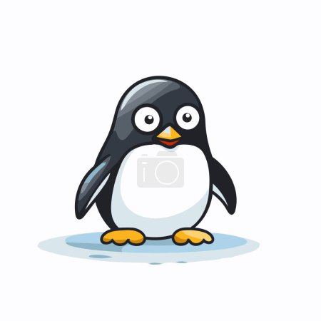 Téléchargez les illustrations : Mignon pingouin sur fond blanc. Illustration vectorielle dans le style dessin animé. - en licence libre de droit