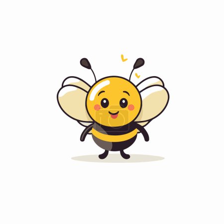 Téléchargez les illustrations : Jolie abeille de dessin animé. Illustration vectorielle. Isolé sur fond blanc. - en licence libre de droit
