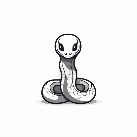 Téléchargez les illustrations : Serpent mignon isolé sur fond blanc. Illustration vectorielle dans le style dessin animé. - en licence libre de droit