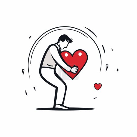 Téléchargez les illustrations : Un homme au grand cœur rouge. Concept d'amour. Illustration vectorielle. - en licence libre de droit