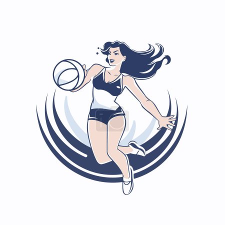 Illustration for Volleyball player vector illustration. isolated on a white background. - Royalty Free Image