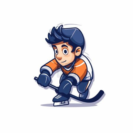 Illustration for Hockey Player Cartoon Mascot Character Design. Vector Illustration - Royalty Free Image