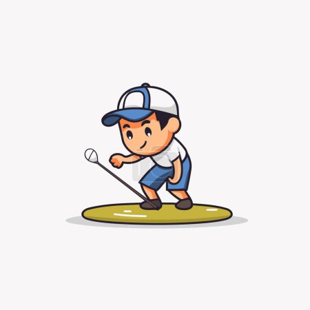 Illustration for Golf player cartoon vector illustration. Flat design for web and mobile - Royalty Free Image