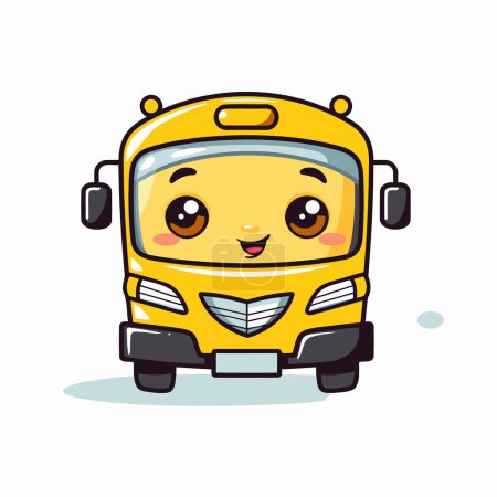 Ilustración de Lindo personaje de autobús escolar. Ilustración vectorial. Lindo personaje de dibujos animados autobús escolar. - Imagen libre de derechos
