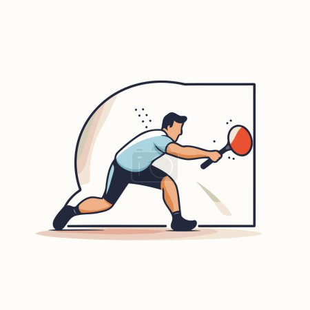 Illustration for Table tennis player in action. vector illustration. Flat style design. - Royalty Free Image