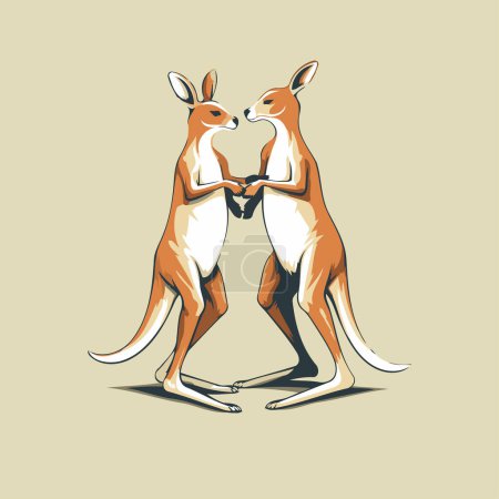 Illustration for Kangaroos in love. Vector illustration of two kangaroos. - Royalty Free Image