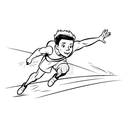 Téléchargez les illustrations : Un athlète qui court. Illustration vectorielle noir et blanc pour votre design - en licence libre de droit