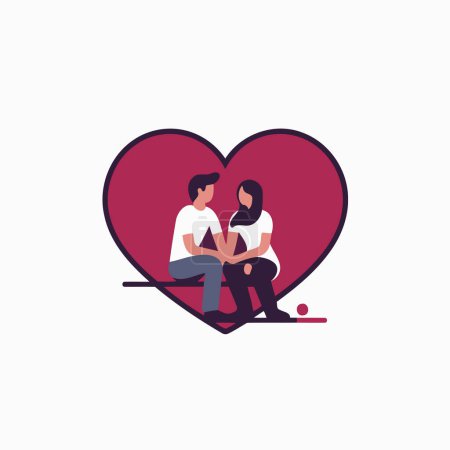Téléchargez les illustrations : Couple intérieur coeur conception de l'amour passion romantique Saint Valentin mariage décoration et mariage thème Illustration vectorielle - en licence libre de droit
