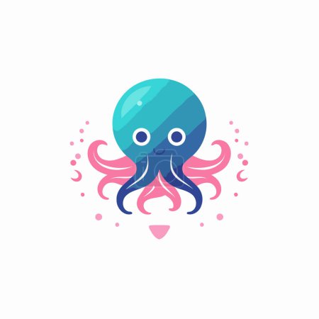 Illustration for Octopus flat color icon on white background for web design and mobile app - Royalty Free Image