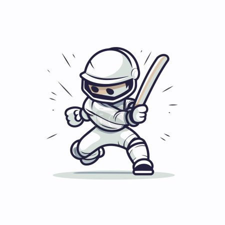 Illustration for Cricket player running with bat and ball. Vector illustration. - Royalty Free Image