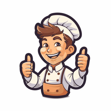 Illustration for Chef with thumbs up isolated on a white background. Vector illustration - Royalty Free Image