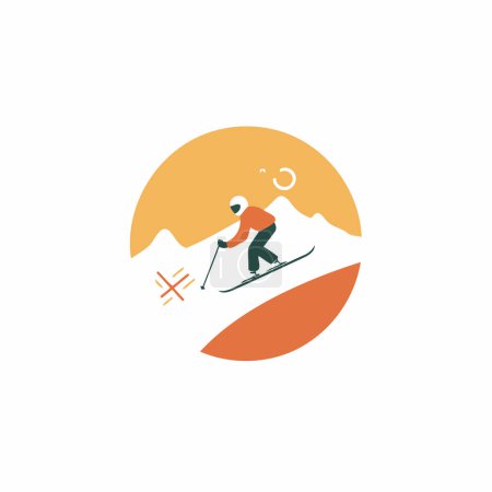 Téléchargez les illustrations : L'icône du skieur. Illustration vectorielle skieur. Logo skieur. - en licence libre de droit