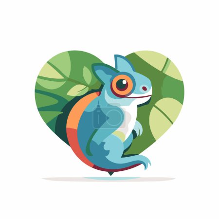 Illustration for Cute cartoon chameleon in a heart. Vector illustration. - Royalty Free Image
