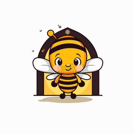 Téléchargez les illustrations : Mignon personnage de dessin animé abeille isolé sur fond blanc. Illustration vectorielle. - en licence libre de droit