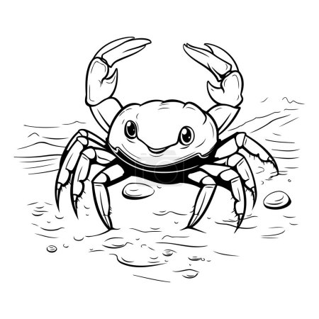 Téléchargez les illustrations : Crabe. Illustration vectorielle noir et blanc. Isolé sur fond blanc. - en licence libre de droit