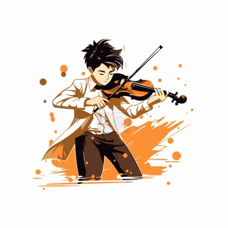 Téléchargez les illustrations : Musicien jouant du violon. Illustration vectorielle d'un homme avec un violon. - en licence libre de droit