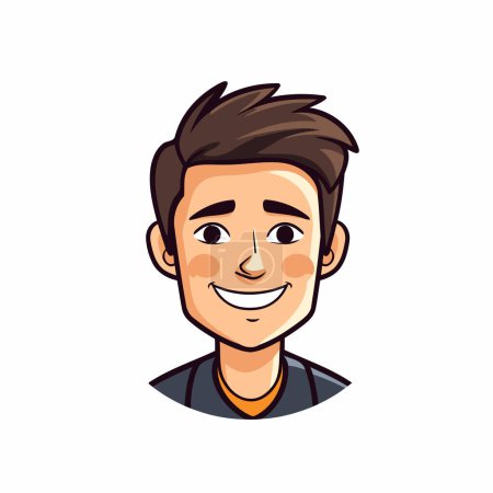 Illustration for Vector illustration of a smiling young man face isolated on white background. - Royalty Free Image
