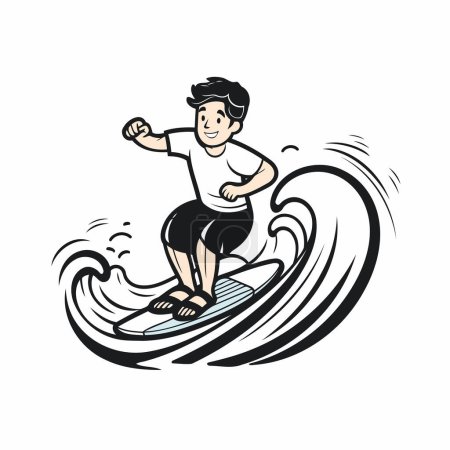 Illustration for Surfer icon. Vector illustration of a surfer riding a wave - Royalty Free Image