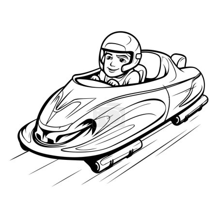 Barman conduisant une voiture de course. Illustration vectorielle prête pour la découpe vinyle.