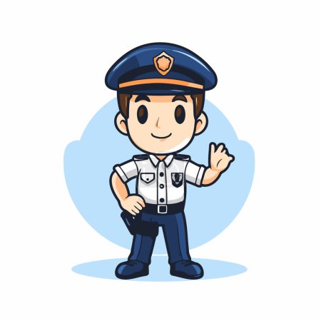 Illustration for Police man vector illustration. Cute police man character in cartoon style. - Royalty Free Image