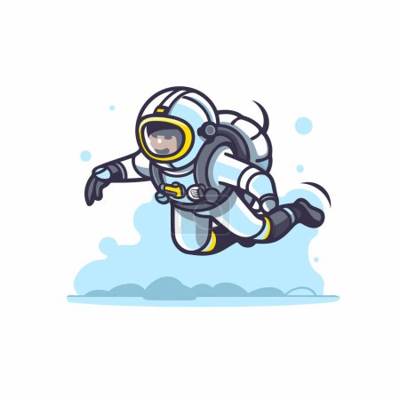 Illustration for Astronaut in space suit flying in the sky. Vector illustration. - Royalty Free Image
