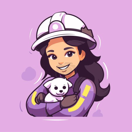 Illustration for Girl in a helmet with a teddy bear. Vector illustration. - Royalty Free Image